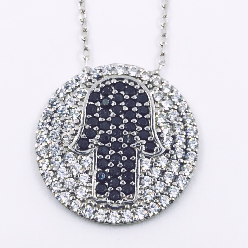 PAVÉ CRYSTAL HAMSA LUCKY HAND PROTECTION NECKLACE